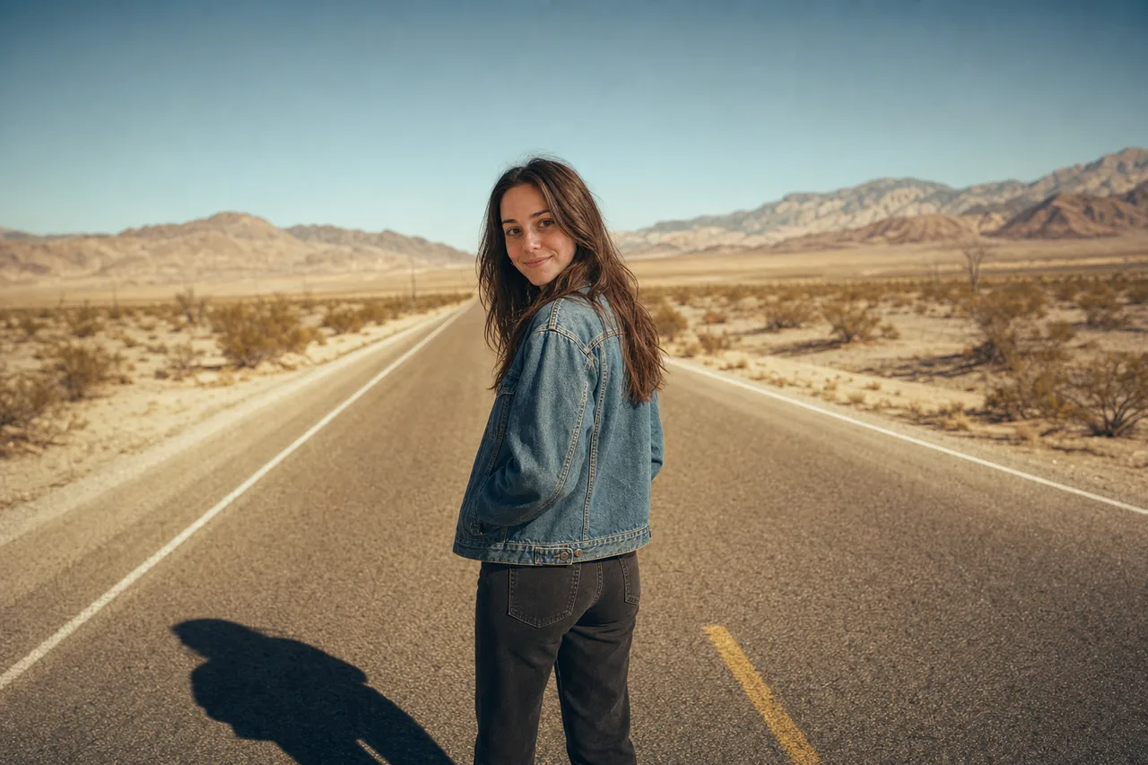 Same character, Desert road, noon