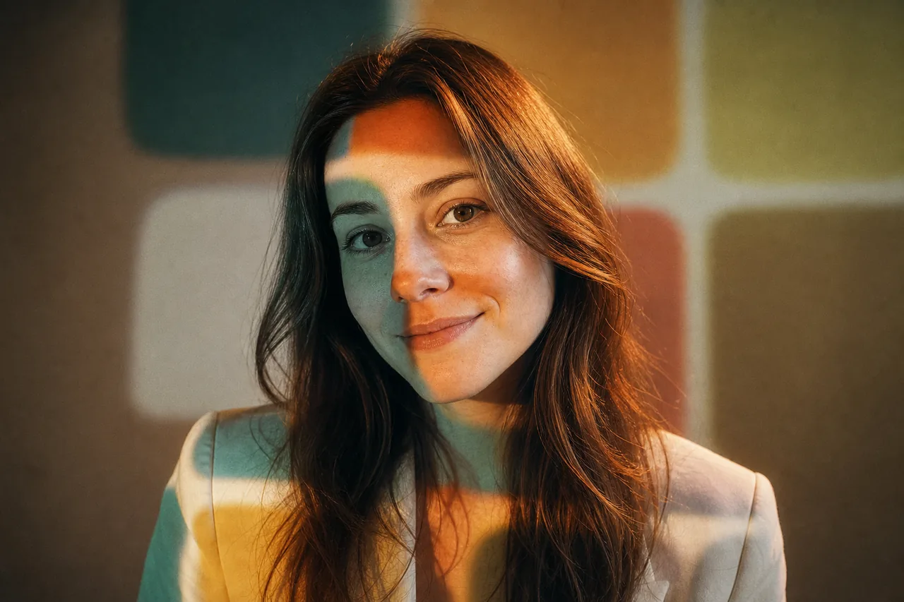 Brand swatches projected across face and fabric