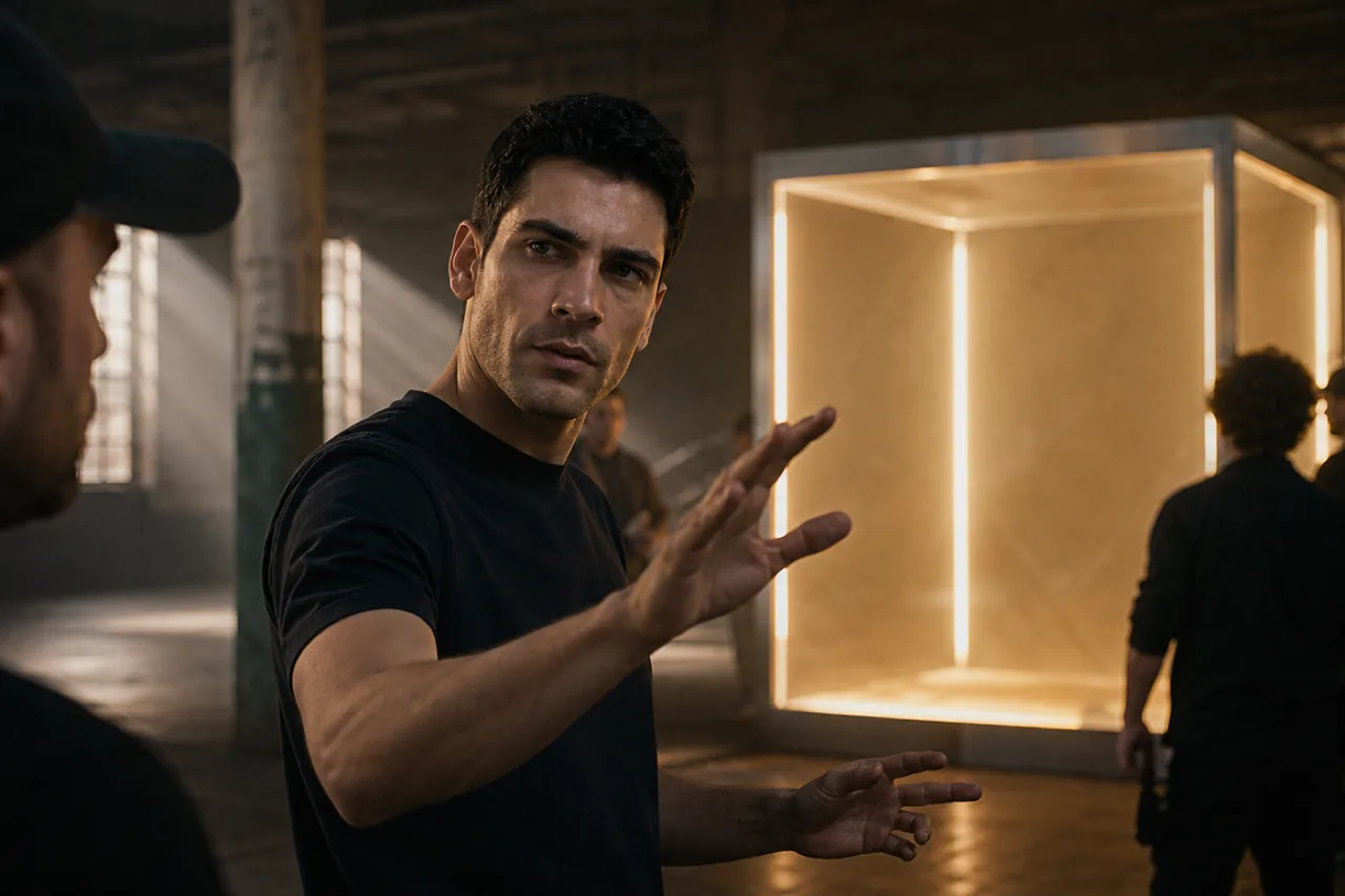 Directing a glowing installation in an empty warehouse