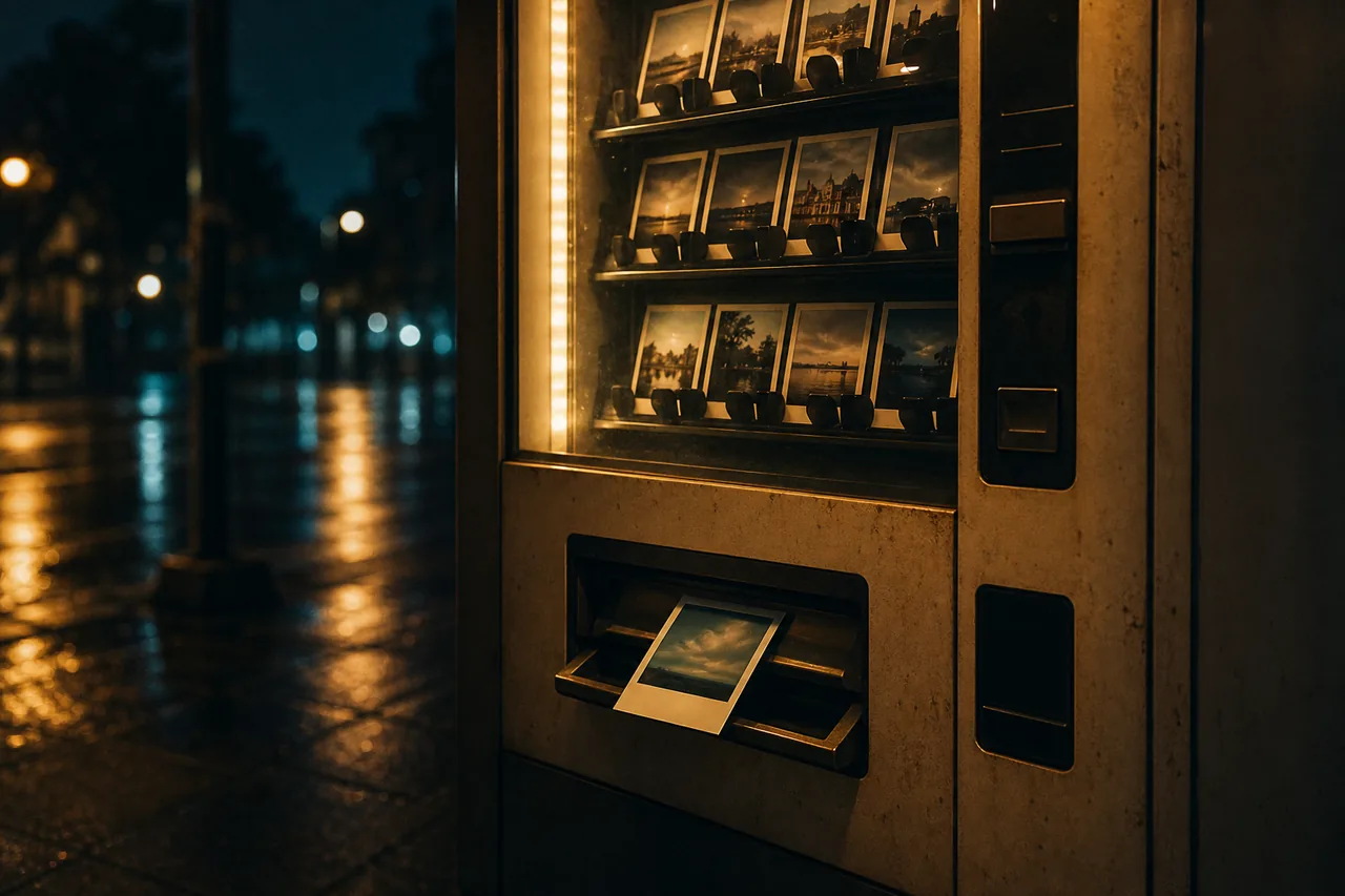 A vending machine that dispenses photographs