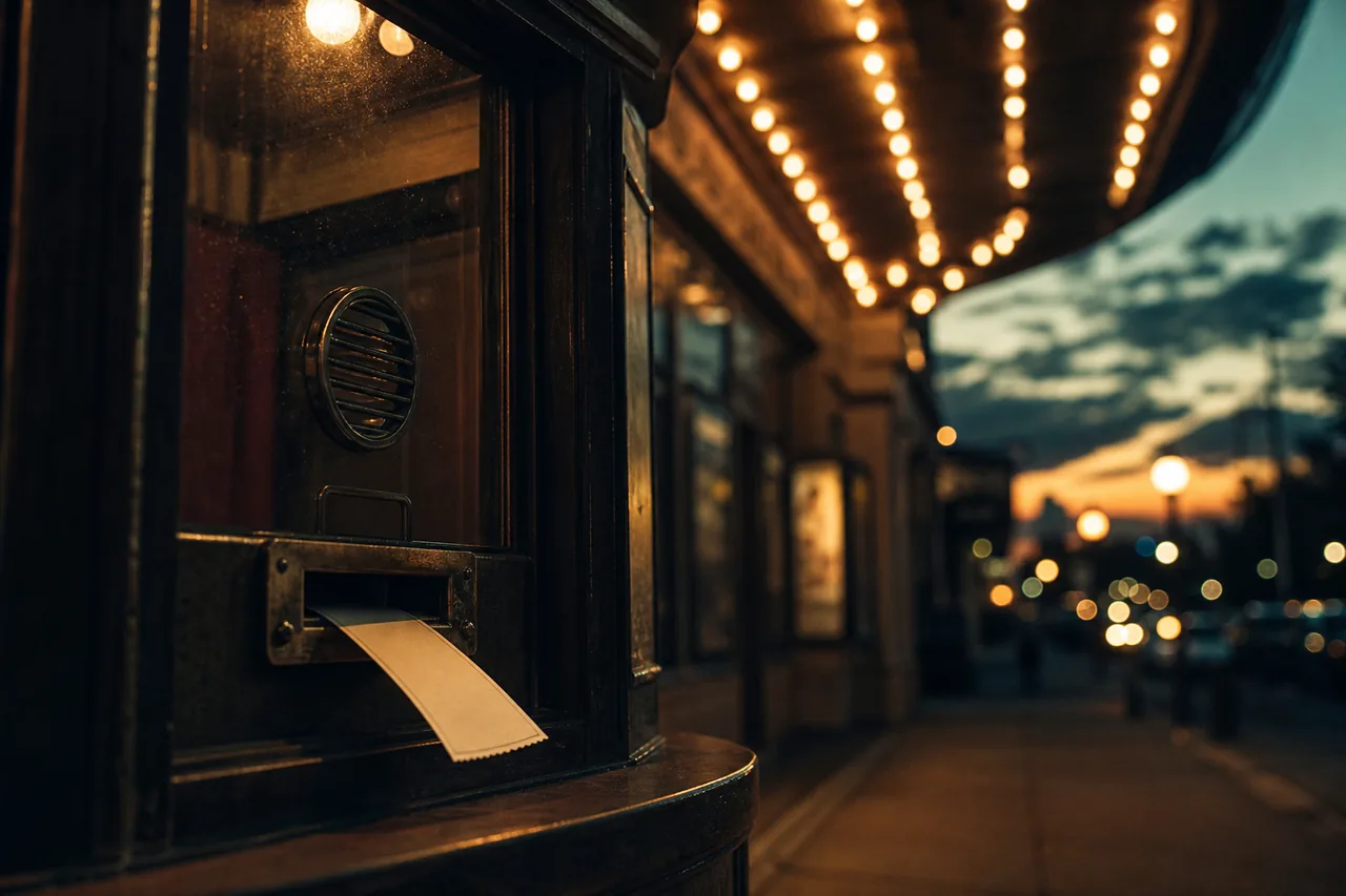 The booth dispenses glowing tickets