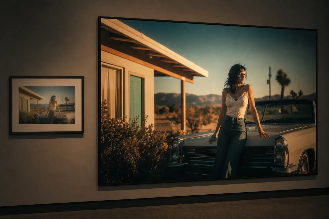 The same frame, small and soft vs large and sharp